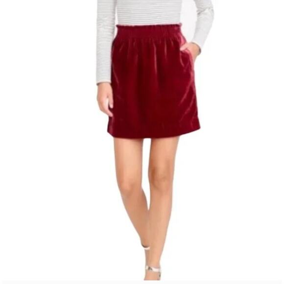 J. Crew Factory Burgundy Velvet Sidewalk Skirt Size 8 - Picture 1 of 6